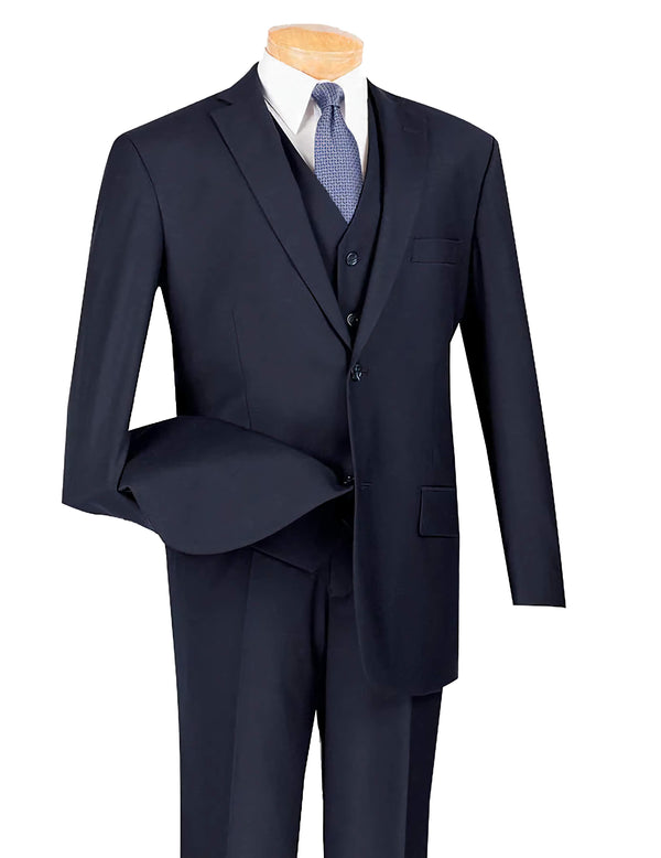 Regular Fit 3 Piece Suit 2 Button Navy