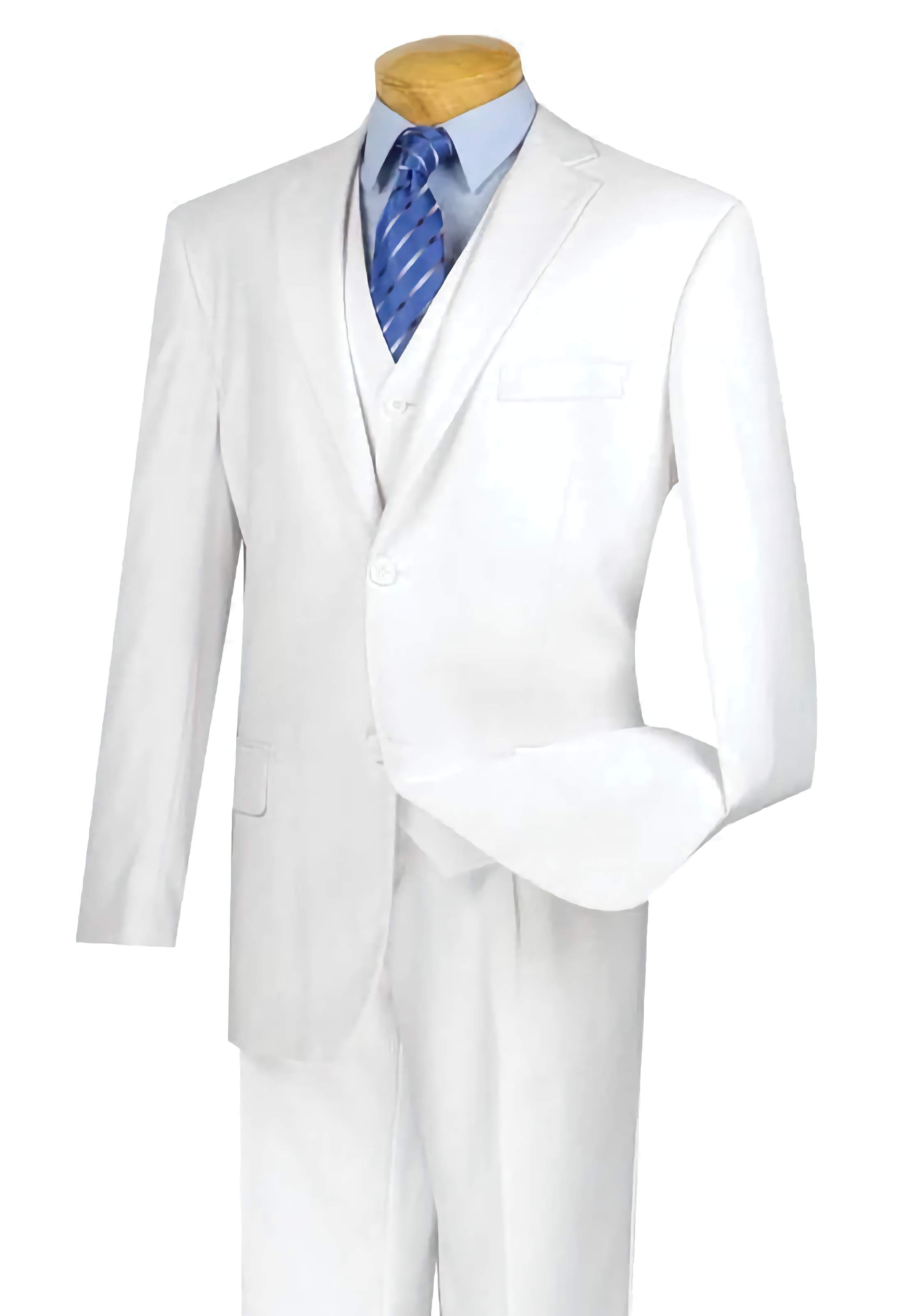 Regular Fit 3 Piece Suit 2 Button White - Suits99