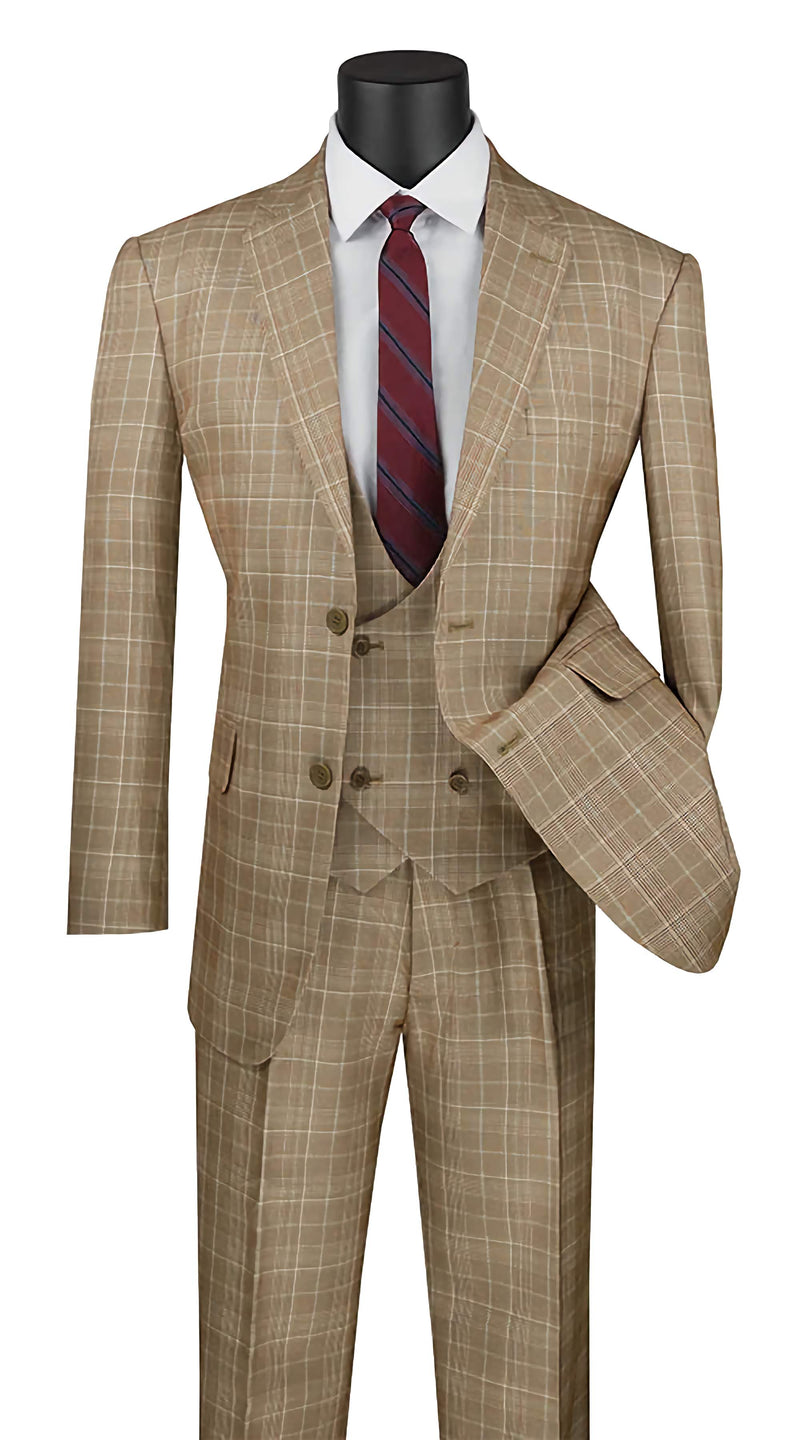 Regular Fit 3 Piece Suit Camel - Suits99