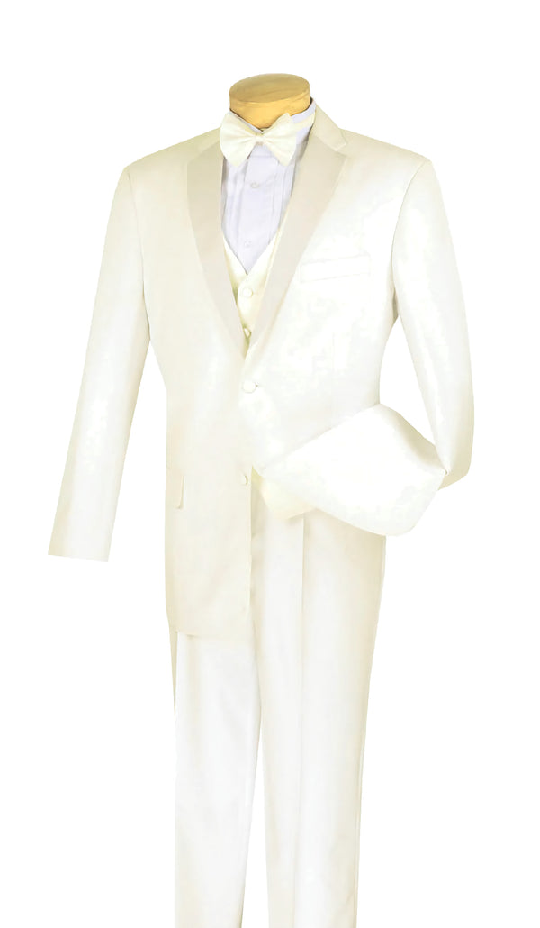 Regular Fit Ivory Tuxedo 4 Piece with Vest Bow Tie
