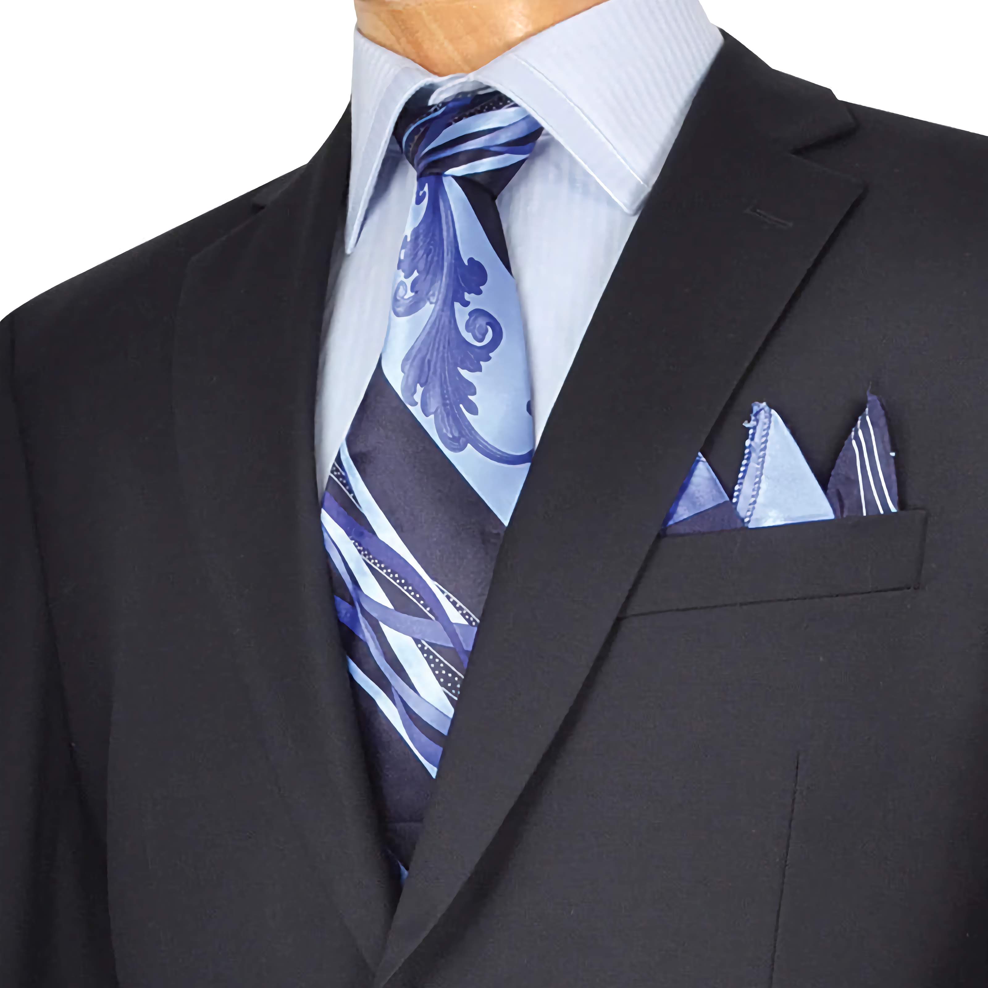 Regular Fit Suit 2 Button 2 Piece in Navy - Suits99