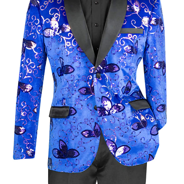 Royal blue floral suit jacket hotsell