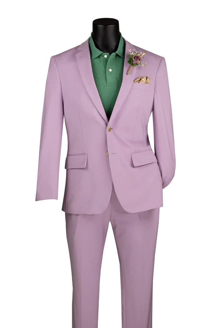 Slim Fit Men's Suit 2 Piece 2 Button in Lavender