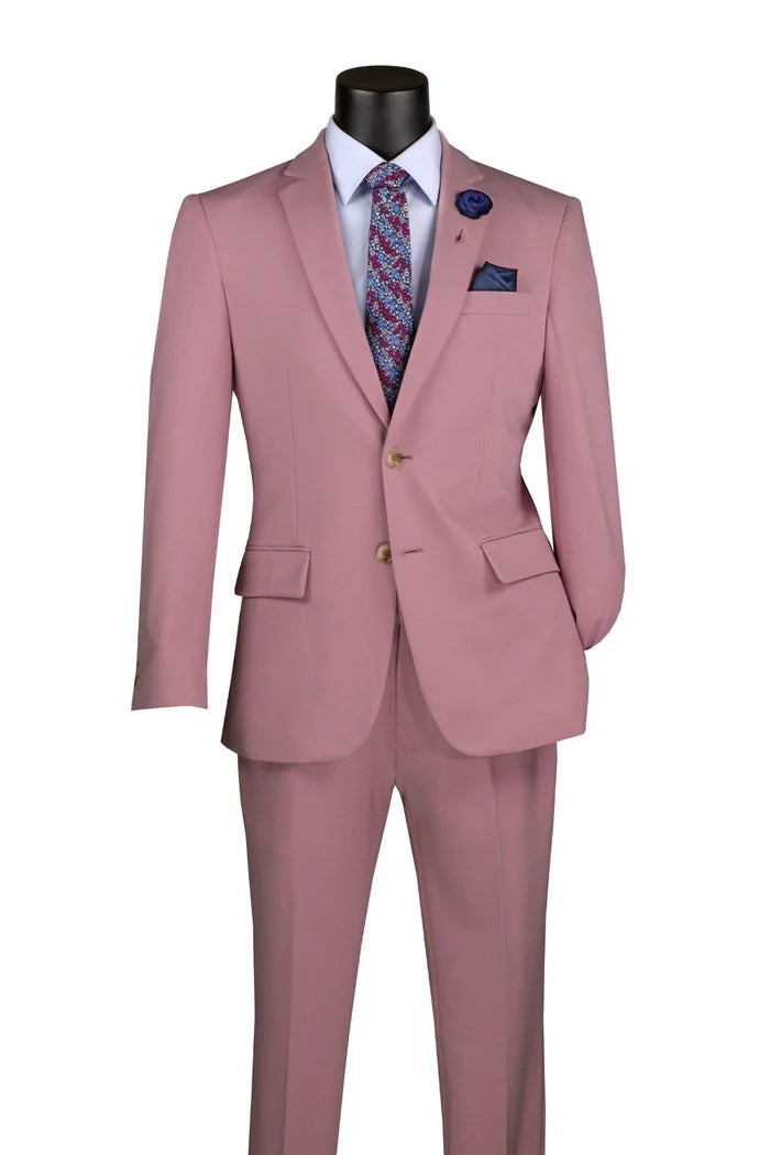 Slim Fit Men's Suit 2 Piece 2 Button in Pink