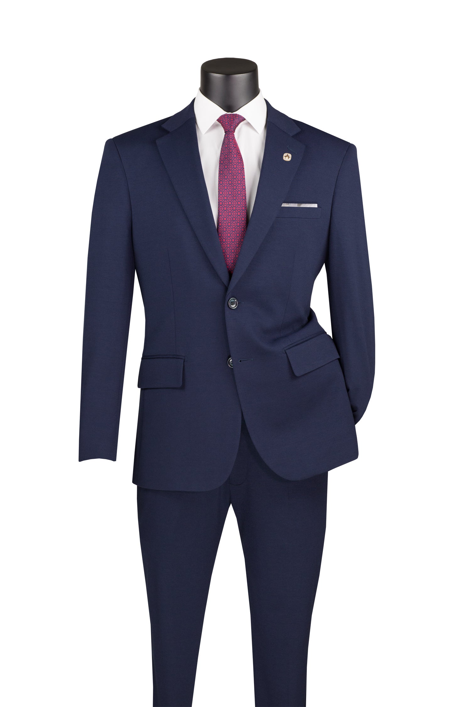 Slim Fit Men's Suit 2 Piece 2 Button in Navy - Suits99