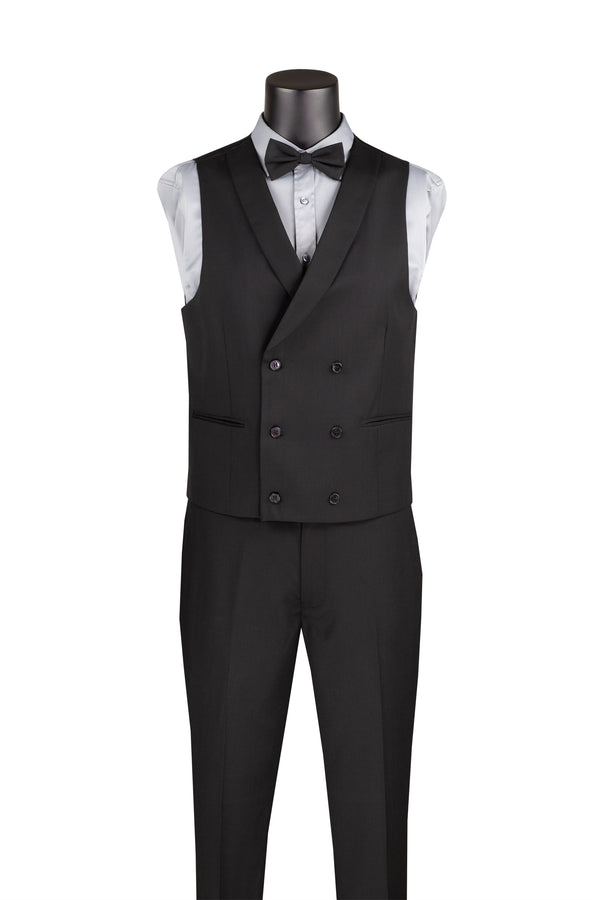 Italia collection Slim Fit Suit 3 Piece 1 Button in Black