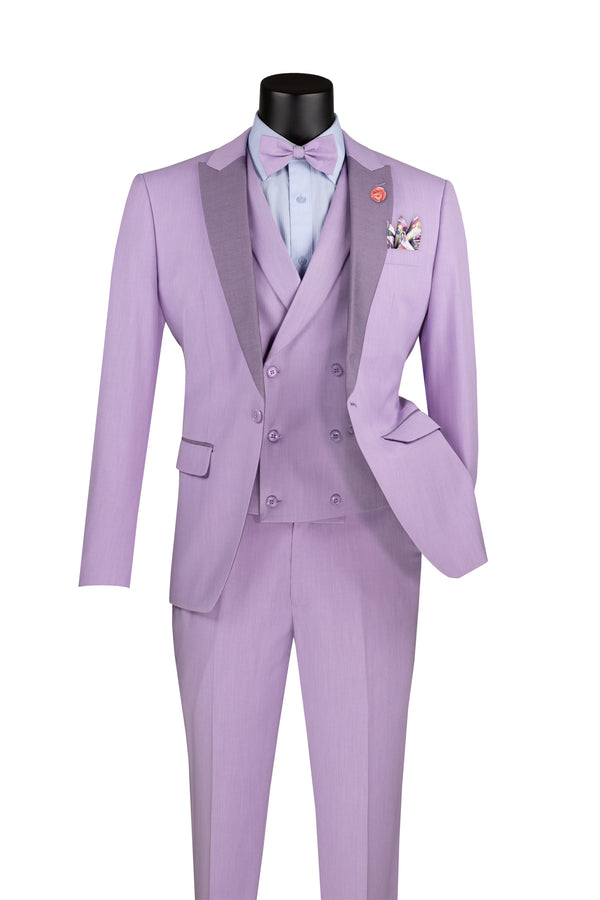 Italia collection Slim Fit Suit 3 Piece 1 Button in Lavender