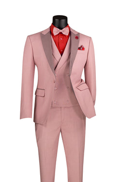 Italia collection Slim Fit Suit 3 Piece 1 Button in Mauve