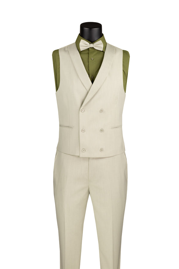 Italia collection Slim Fit Suit 3 Piece 1 Button in Ecru
