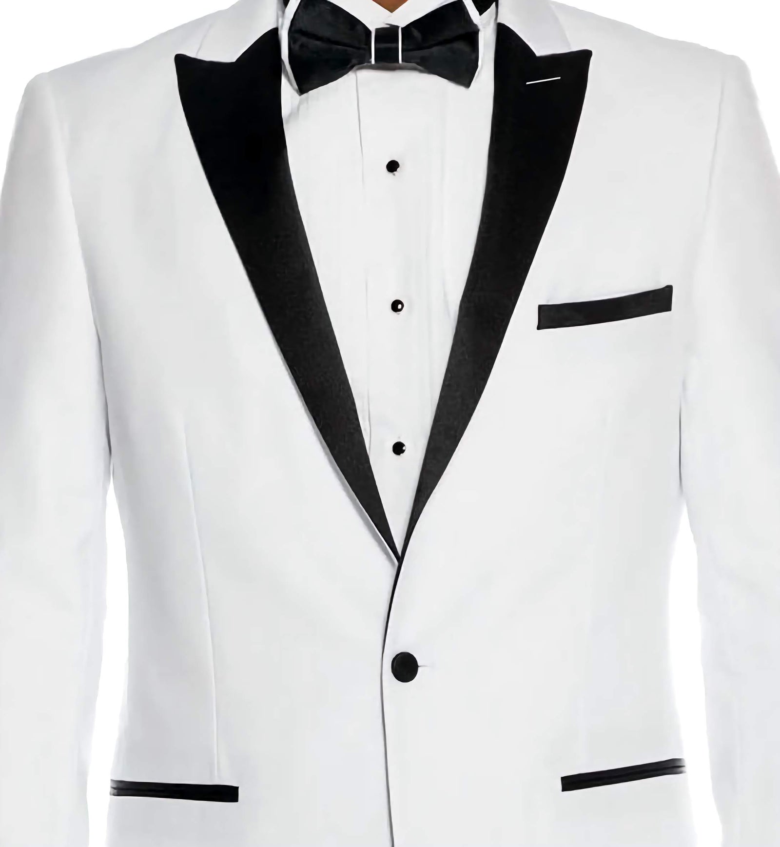Slim Fit 2 Piece White Tuxedo With Satin Peak Lapel – Suits99