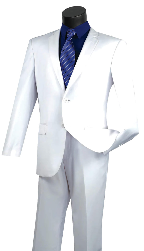 Slim Fit Men's Suit 2 Piece 2 Button in White