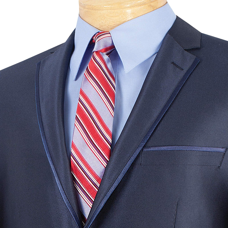 Slim Fit Men's Suit 2 Piece 2 Buttons Shiny Sharkskin in Blue - Suits99