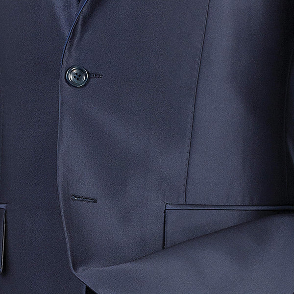 Slim Fit Men's Suit 2 Piece 2 Buttons Shiny Sharkskin in Blue - Suits99