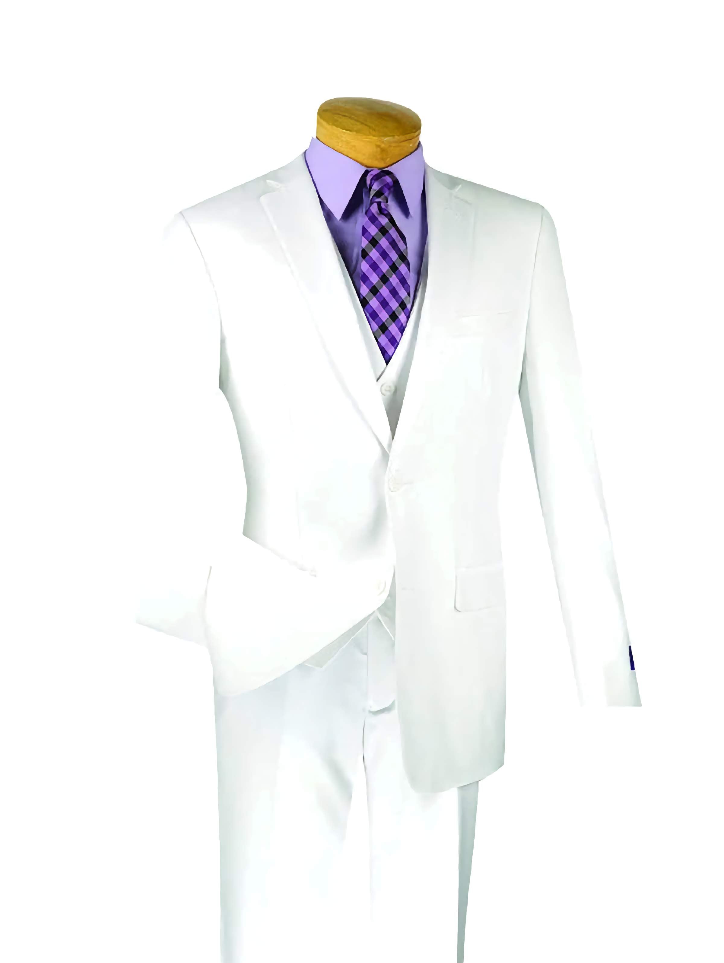Slim Fit Men's Suit 3 Piece 2 Button in White