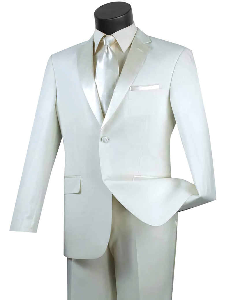Slim Fit Tuxedo 2 Piece 2 Buttons Design in Ivory