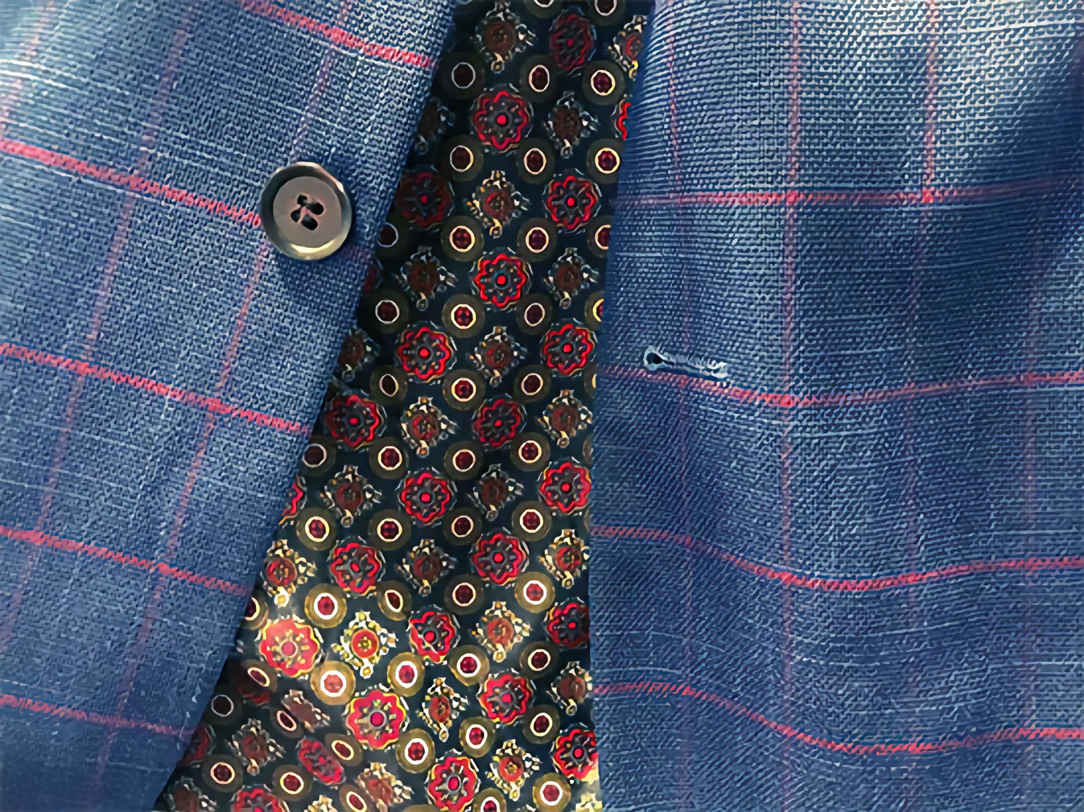 Slim Fit Windowpane Blazer 2 Button in Blue - Suits99