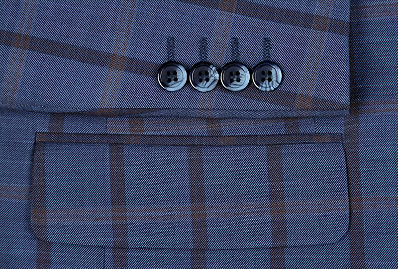 Stretch Suit 2 Piece Blue Glen Plaid Regular Fit - Suits99