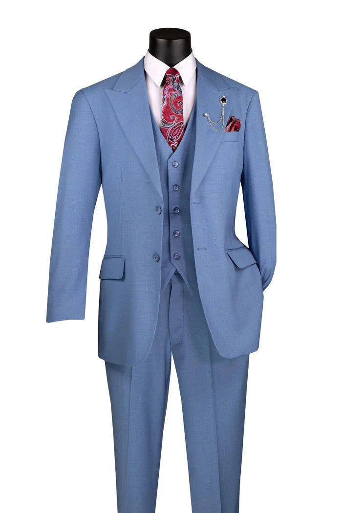 Bambo Collection Regular Fit  Suit 3 Piece in Dusty Blue