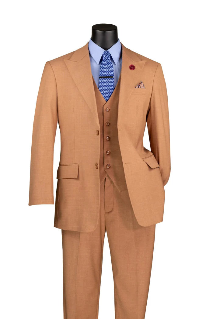 Stacy Collection Regular Fit Suit 3 Piece in Light amber
