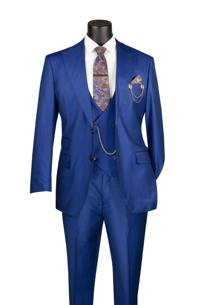 Stacy Collection Regular Fit  Suit 3 Piece in Estate Blue