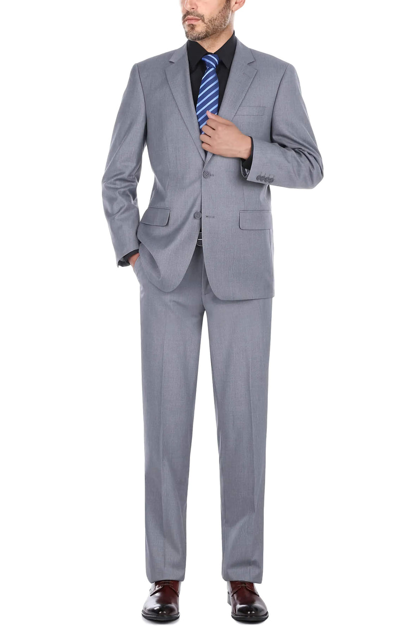 Vanderbilt Collection - Classic 2 Piece Suit 2 Buttons Regular Fit In Gray