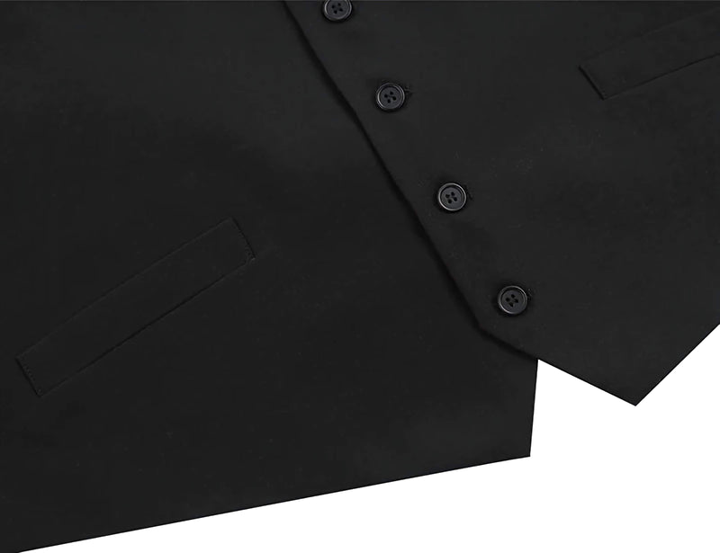 Vanderbilt Collection - Classic Dress Vest 5 Buttons Regular Fit In Black - Suits99