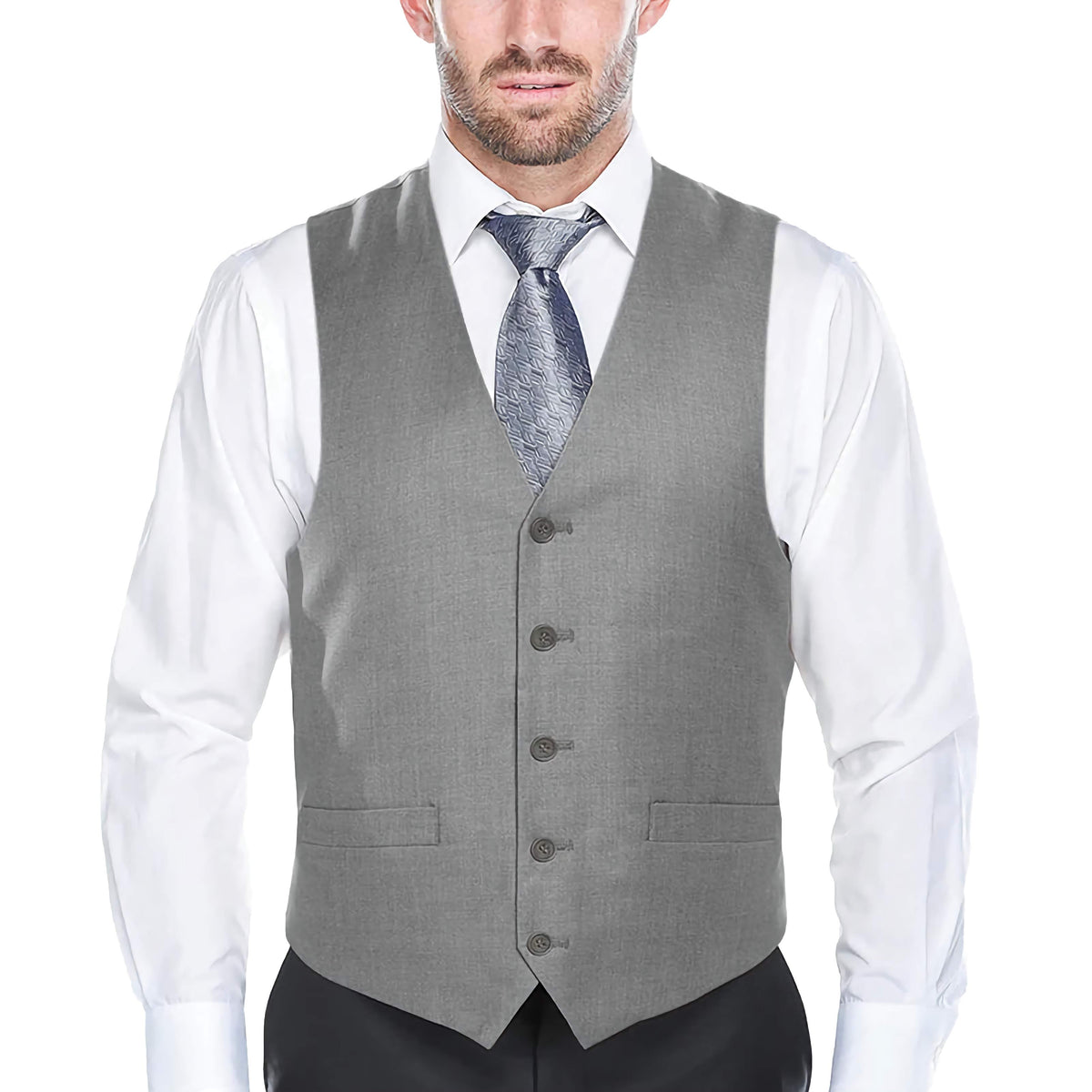 Vanderbilt Collection - Classic Dress Vest 5 Buttons Regular Fit In Gray