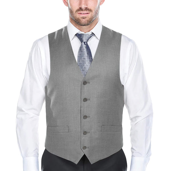Vanderbilt Collection - Classic Dress Vest 5 Buttons Regular Fit In Gray