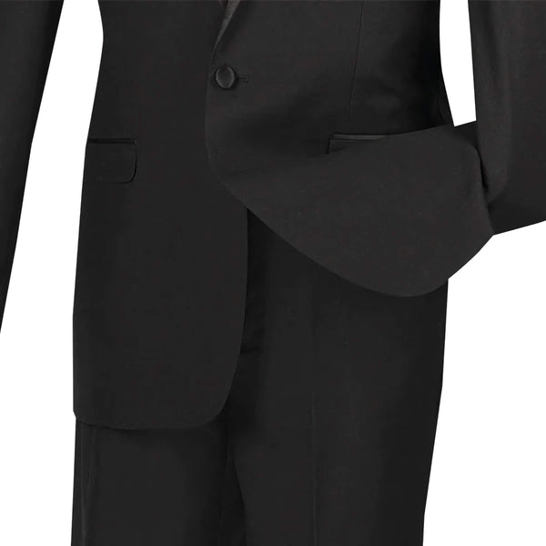 Wedding Collection - Shawl Collar Slim Fit Tuxedo 2 Piece 1 Button Black - Suits99