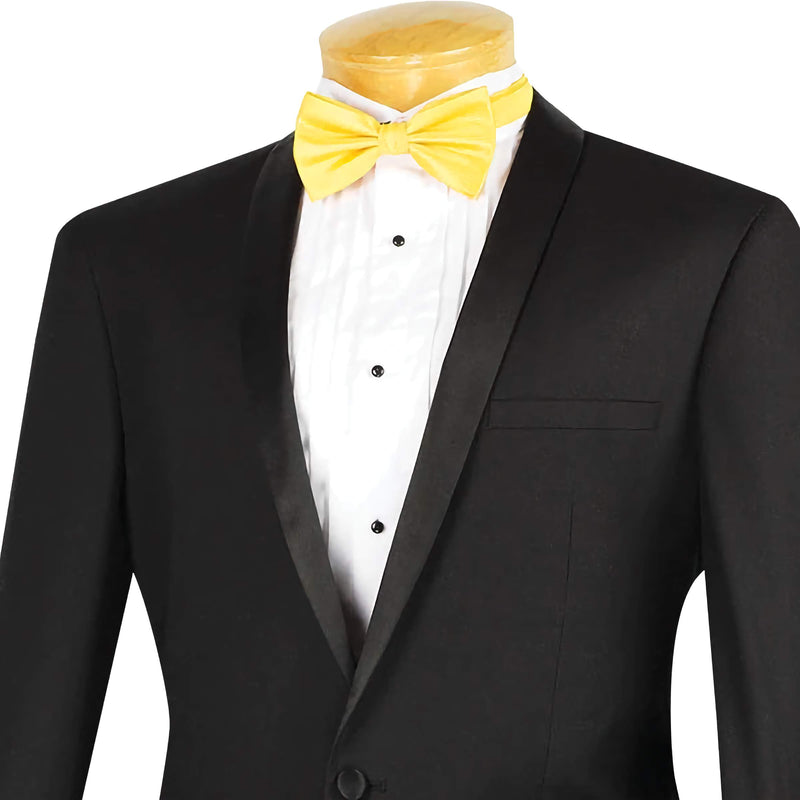 Wedding Collection - Shawl Collar Slim Fit Tuxedo 2 Piece 1 Button Black