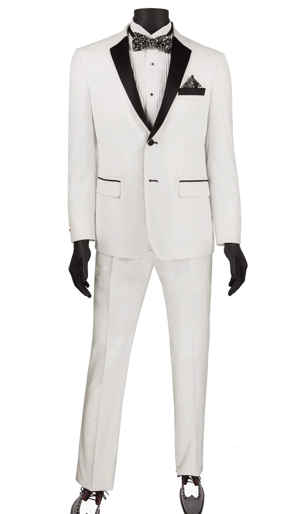 White Ultra Slim Fit Tuxedo 2 Buttons 2 Piece - Suits99