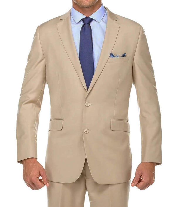 Classic 2 Piece Suit 2 Buttons Regular Fit In Beige