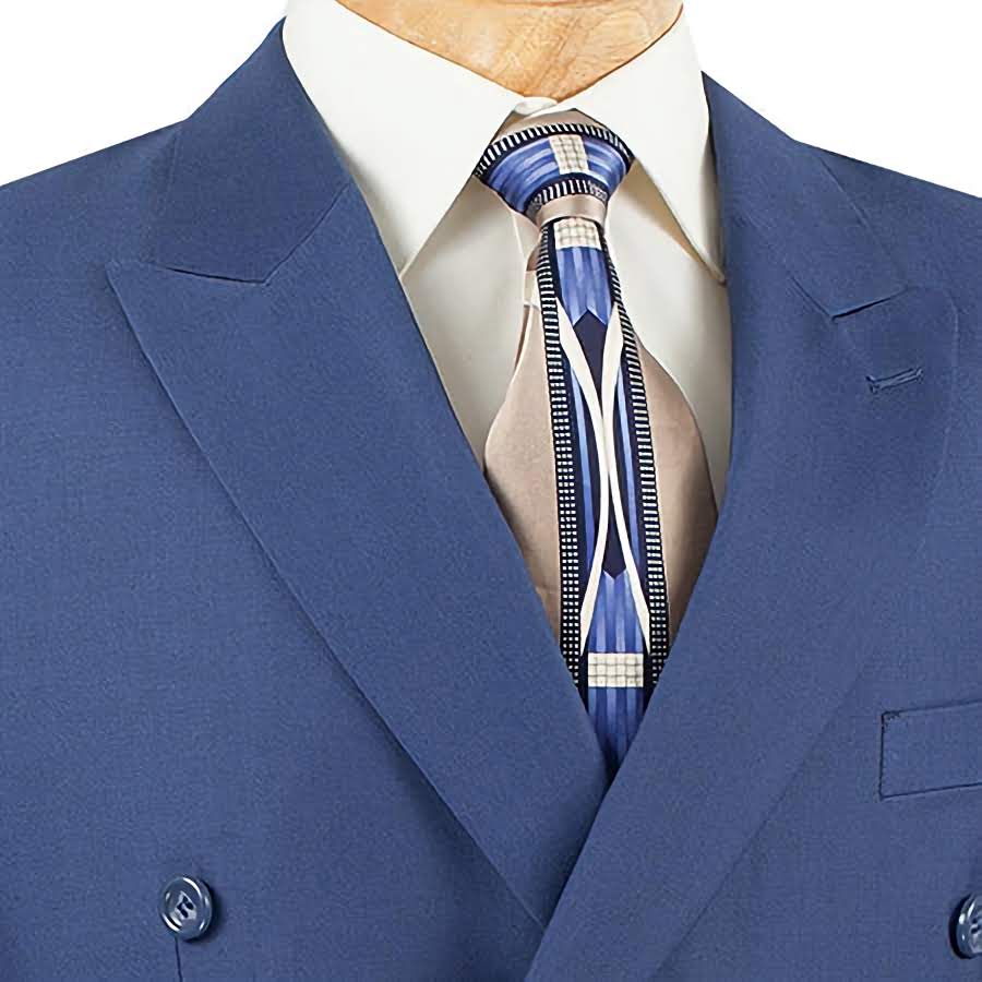 Ram Collection - Double Breasted 2 Piece Suit Regular Fit in Blue - Suits99