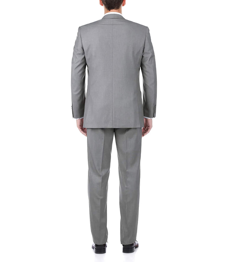 Light Gray 100% Virgin Wool Regular Fit Pick Stitch 2 Piece Suit 2 Button - Suits99