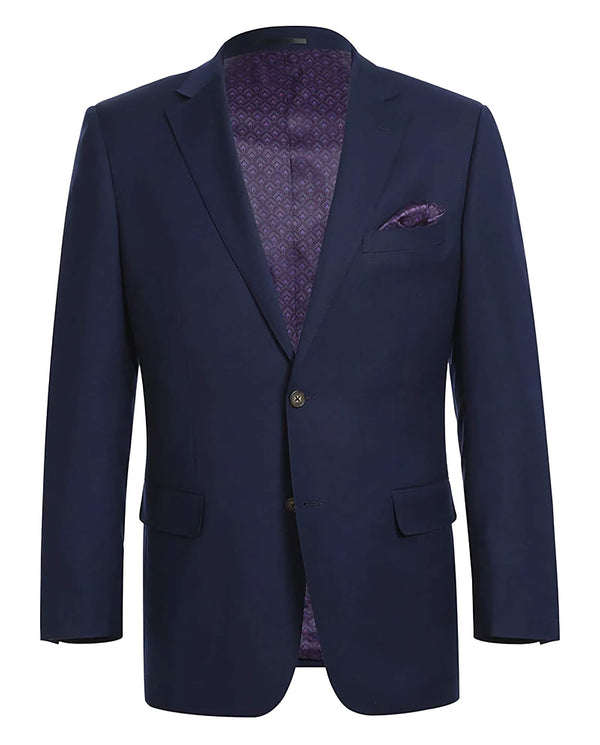 Wool Regular Fit Blazer Solid Color in Dark Navy