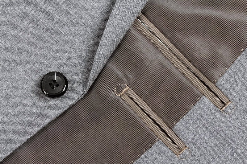 Light Gray 100% Virgin Wool Regular Fit Pick Stitch 2 Piece Suit 2 Button - Suits99