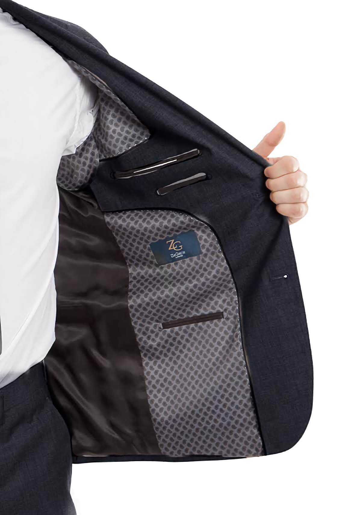 Wool Suit Modern Fit Italian Style 2 Piece in Navy - Suits99