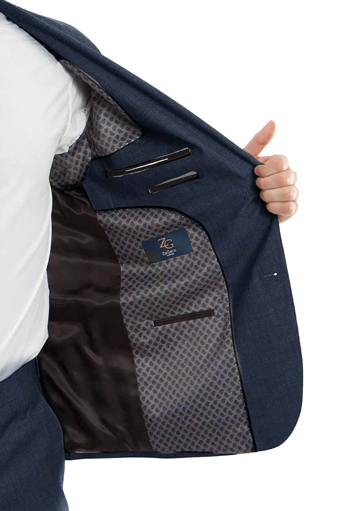 Wool Suit Modern Fit Italian Style 2 Piece in Indigo - Suits99