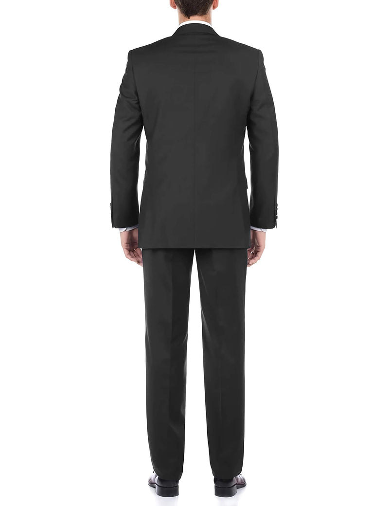 Navy 100% Virgin Wool Regular Fit Pick Stitch 2 Piece Suit 2 Button - Suits99