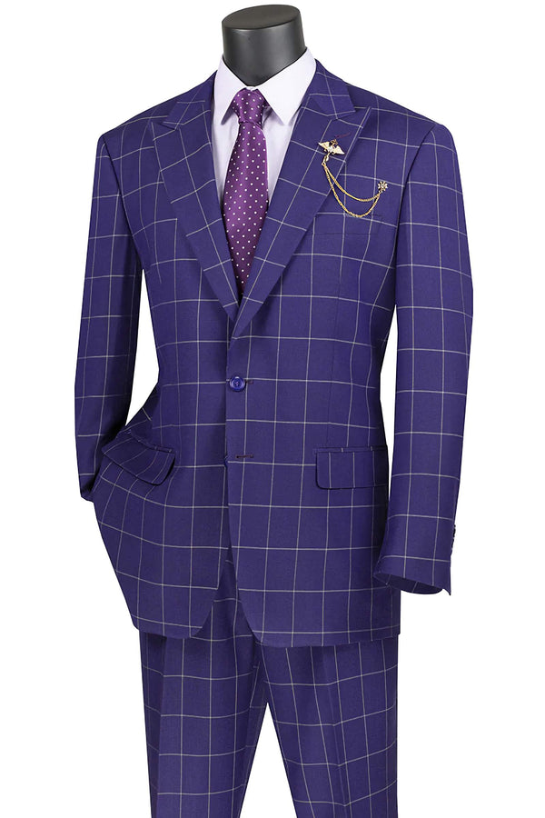 Nepa Collection - Regular Fit Windowpane Suit 2 Piece in Purple