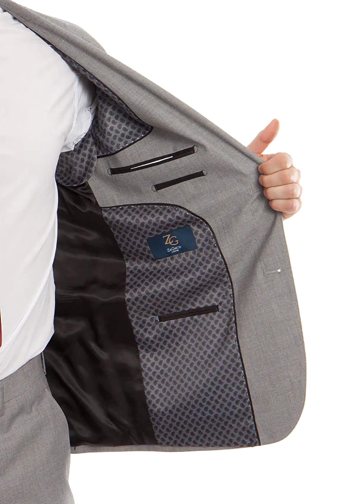 Wool Suit Modern Fit Italian Style 2 Piece in Gray - Suits99