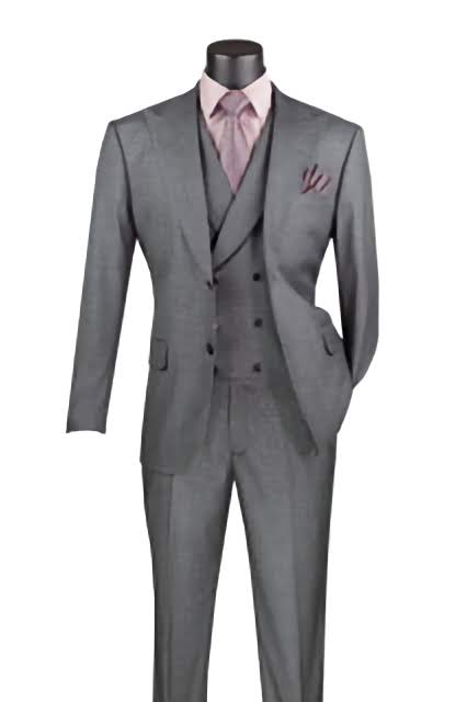 Tessori Collection - Modern Fit Solid Suit 3 Piece in Charcoal