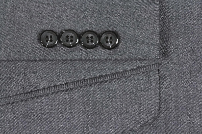 Gray 100% Virgin Wool Regular Fit Pick Stitch 2 Piece Suit 2 Button - Suits99