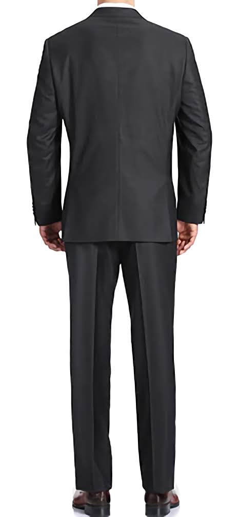 100% Virgin Wool Regular Fit 2 Piece Suit 2 Button in Charcoal - Suits99