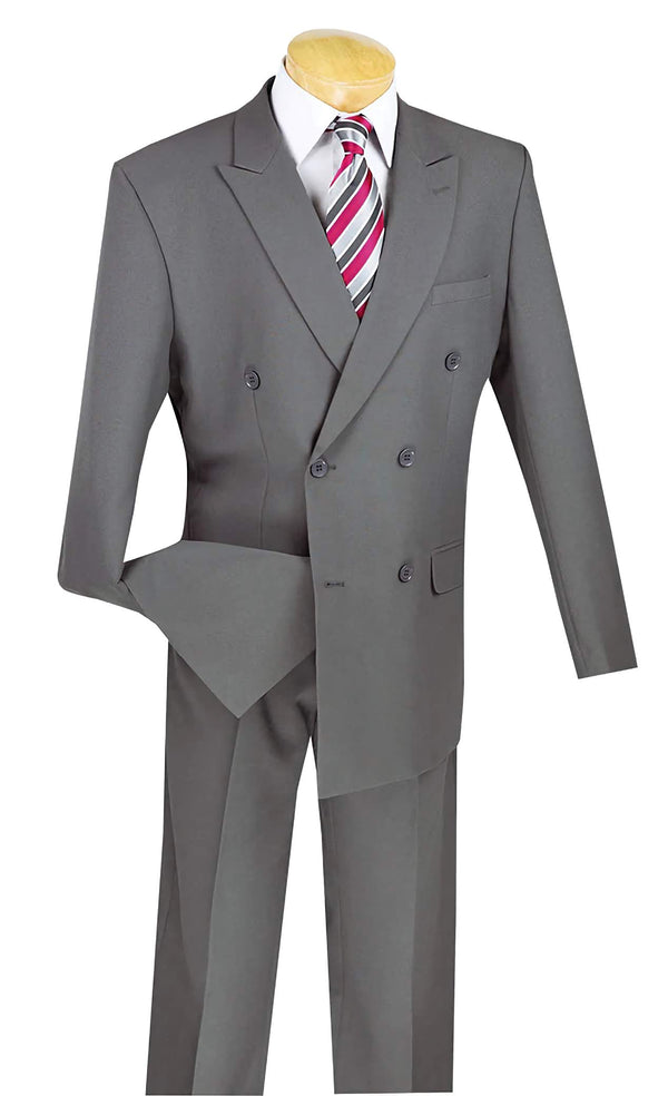 Medium Gray Regular Fit Double Breasted 2 Piece Suit