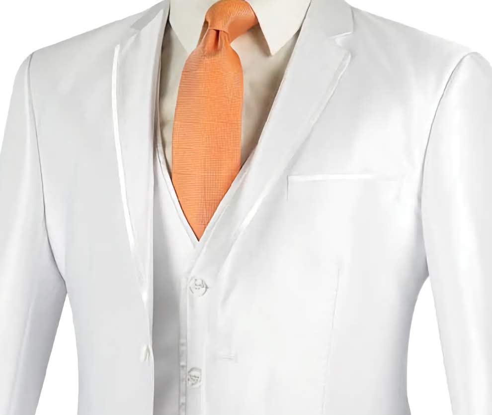 Designed Shiny Sharkskin Suit Ultra Slim Fit 3 Piece in White - Suits99