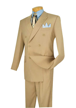Ram Collection - Double Breasted Suit 2 Piece Regular Fit in Beige - Suits99