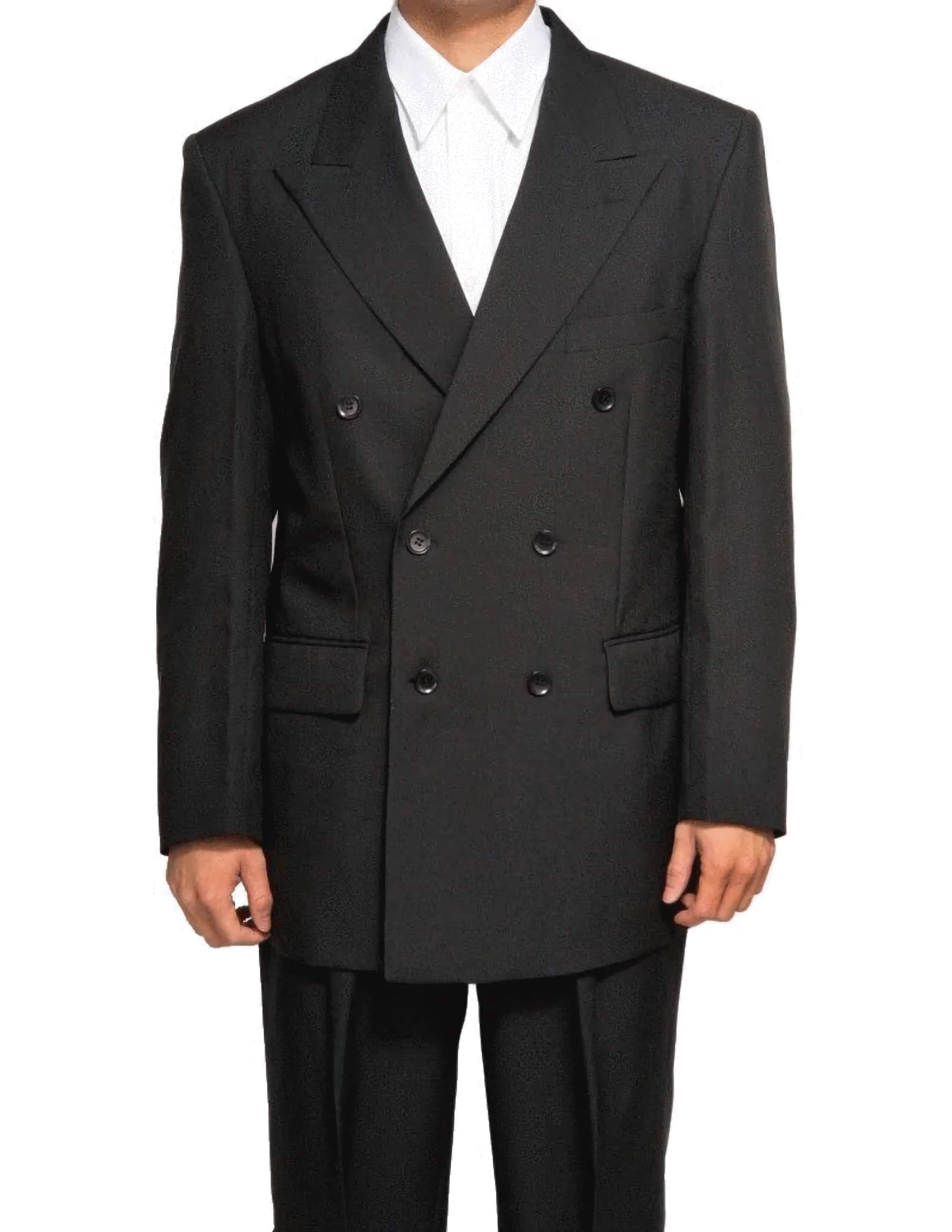 Buy Online Black Regular Fit Double Breasted 2 Piece Suit