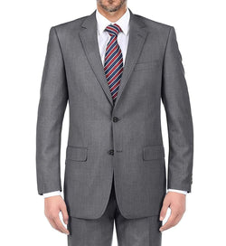 Gray 100% Virgin Wool Regular Fit Pick Stitch 2 Piece Suit 2 Button