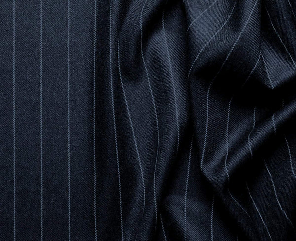 Stripe Collection - Regular Fit 3 Piece Suit 2 Button Tone on Tone Stripe in Navy - Suits99